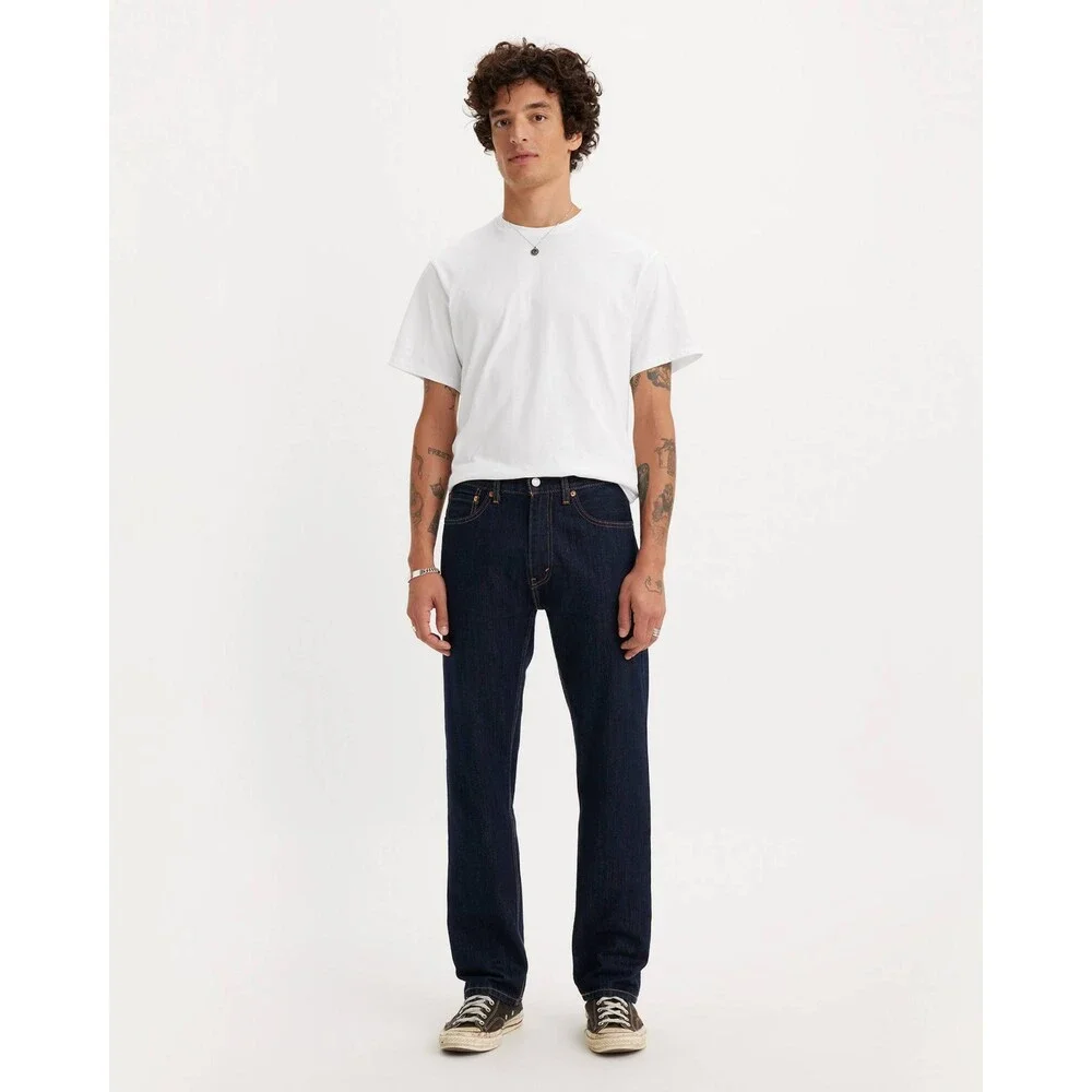 Levi's 505 Jeans Mens 36 X 34 Blue Denim Cotton Regular Fit Straight Leg QLW575 - Picture 4 of 10
